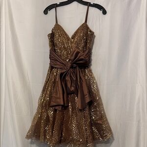 Nina Canacci Brown Sequin Mini Dress